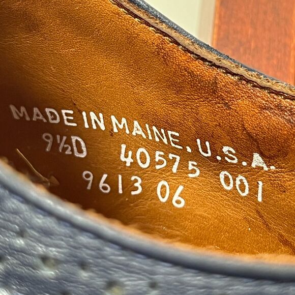 RANCOURT Shoes Mens 9.5D Oxford Leather Dress Longwing Wingtip Blue Maine USA main image 5